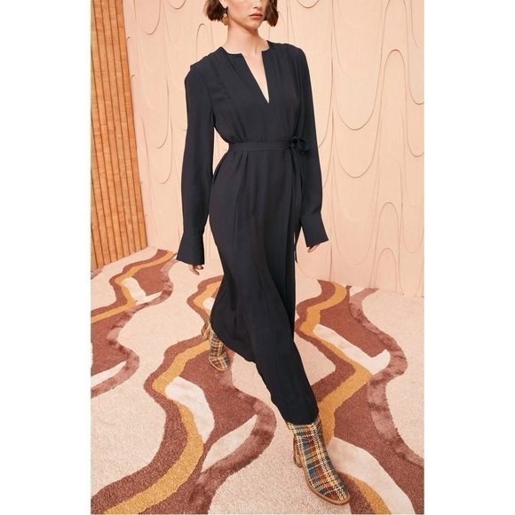 NWT Ulla Johnson Midi Long-Sleeve Navy Asilia Dress - Picture 1 of 7